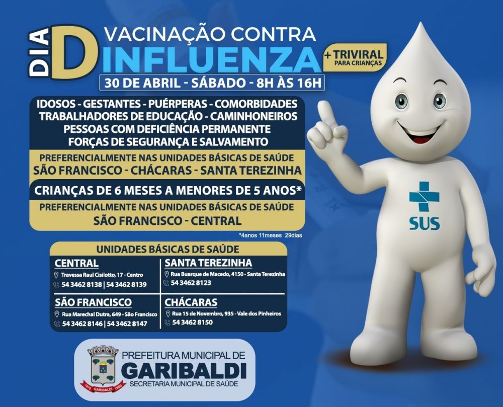 Garibaldi realiza dia D de vacinação contra influenza neste sábado
