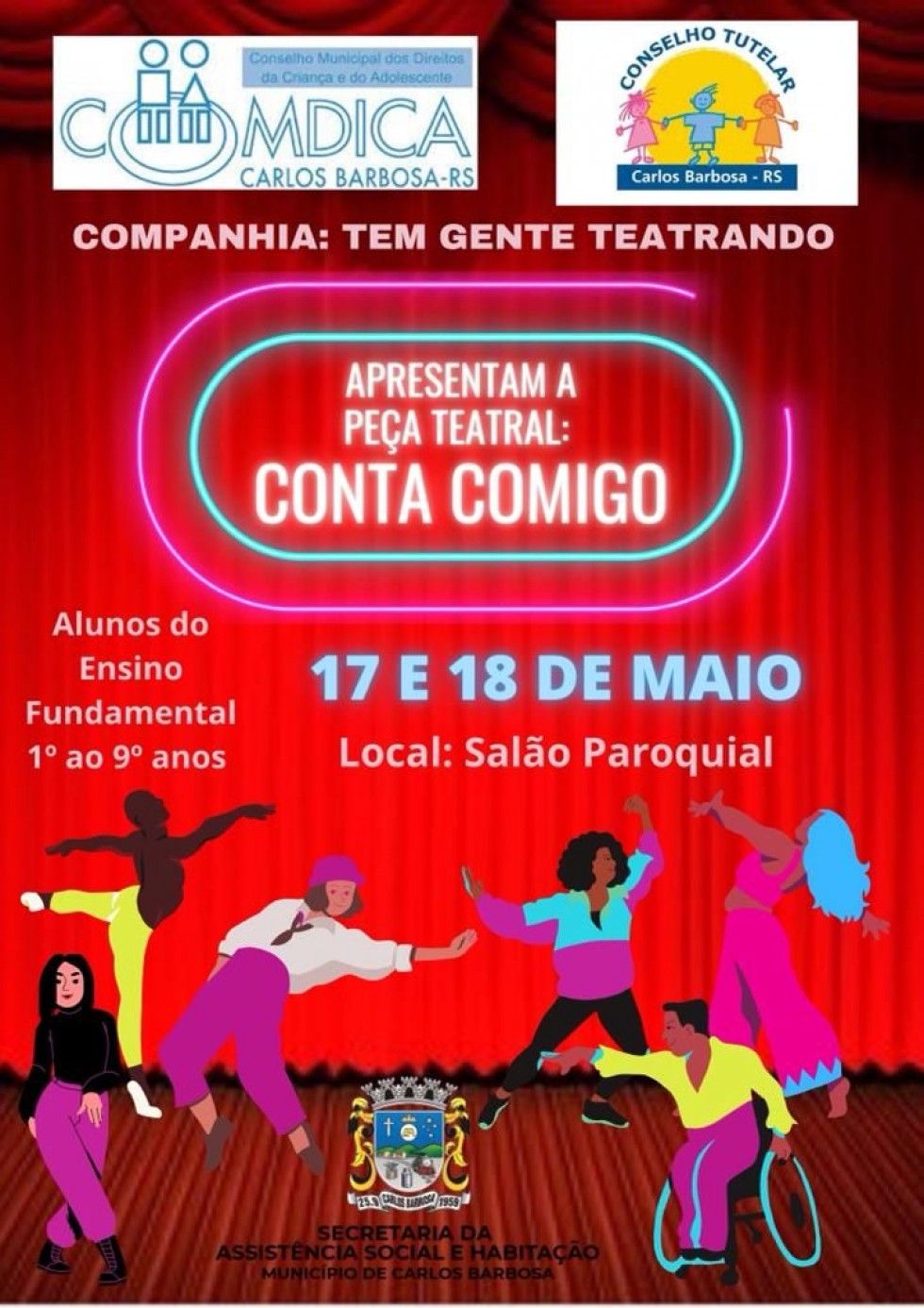 Conselho Tutelar de Carlos Barbosa promove peça teatral em alusão ao Dia 18 de maio