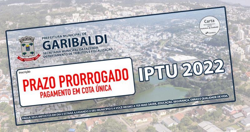 Vencimento do IPTU  de Garibaldi e demais taxas será prorrogado