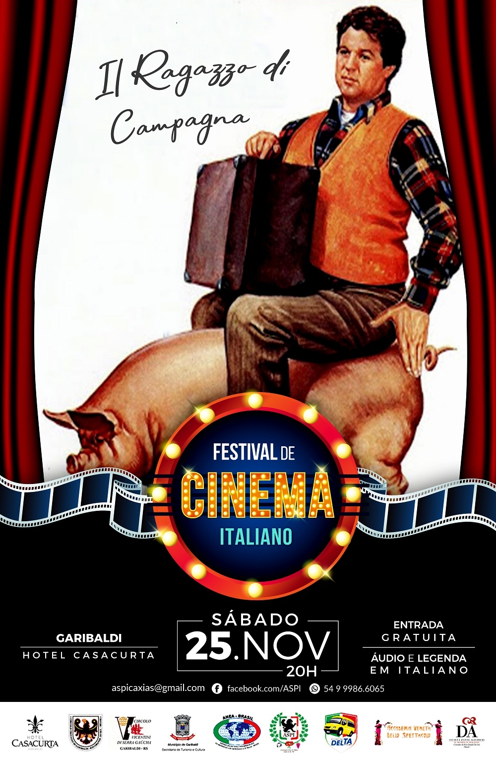 Quarto Festival de Cinema Italiano ocorre neste sábado em Garibaldi