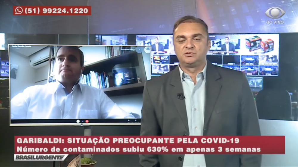 Daniel Carniel participa do programa Brasil Urgente da TV Bandeirantes
